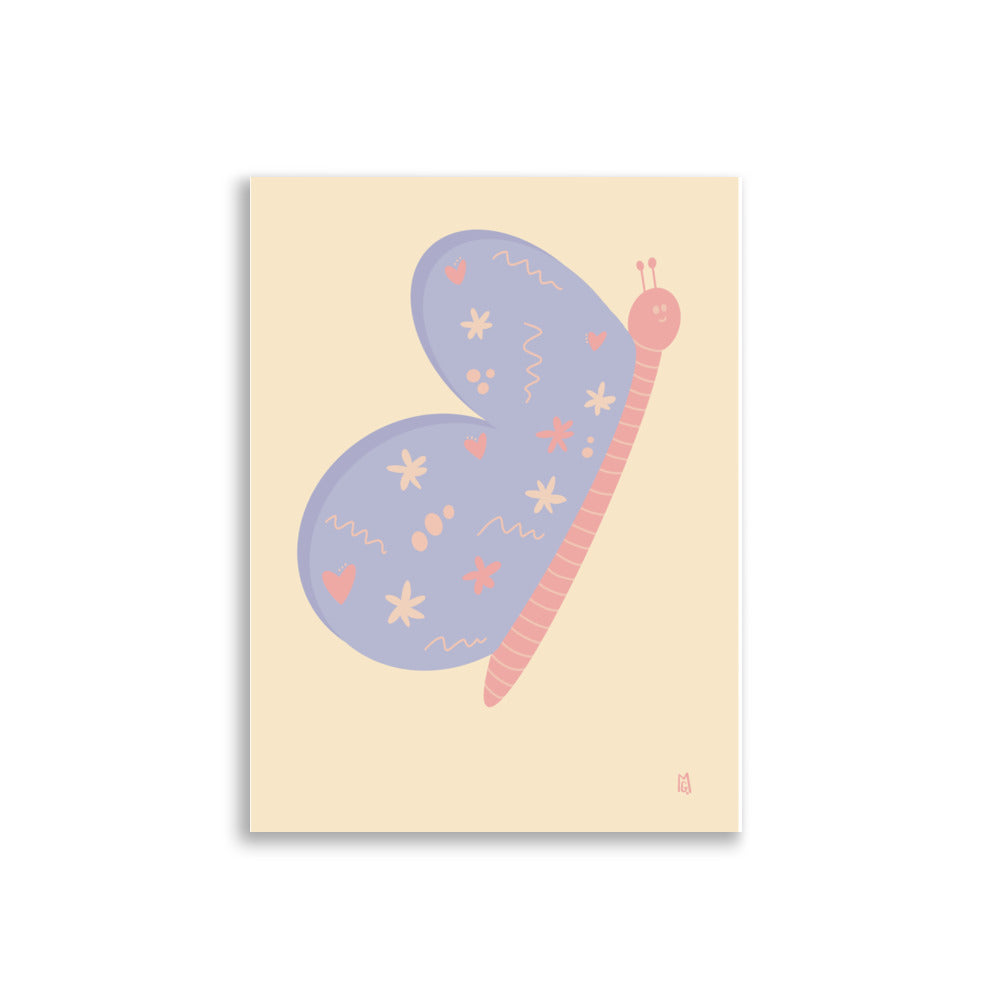 alt="Póster infantil Mariposa en papel mate grueso – decoración divertida y original para habitación de niños"