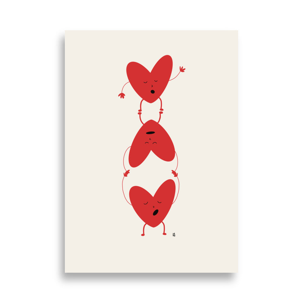 alt="Póster infantil Corazones rebeldes en papel mate grueso – decoración divertida y original para habitación de niños"