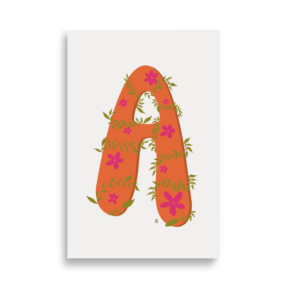 alt="Póster infantil Letra A en papel mate grueso – decoración divertida y original para habitación de niños"