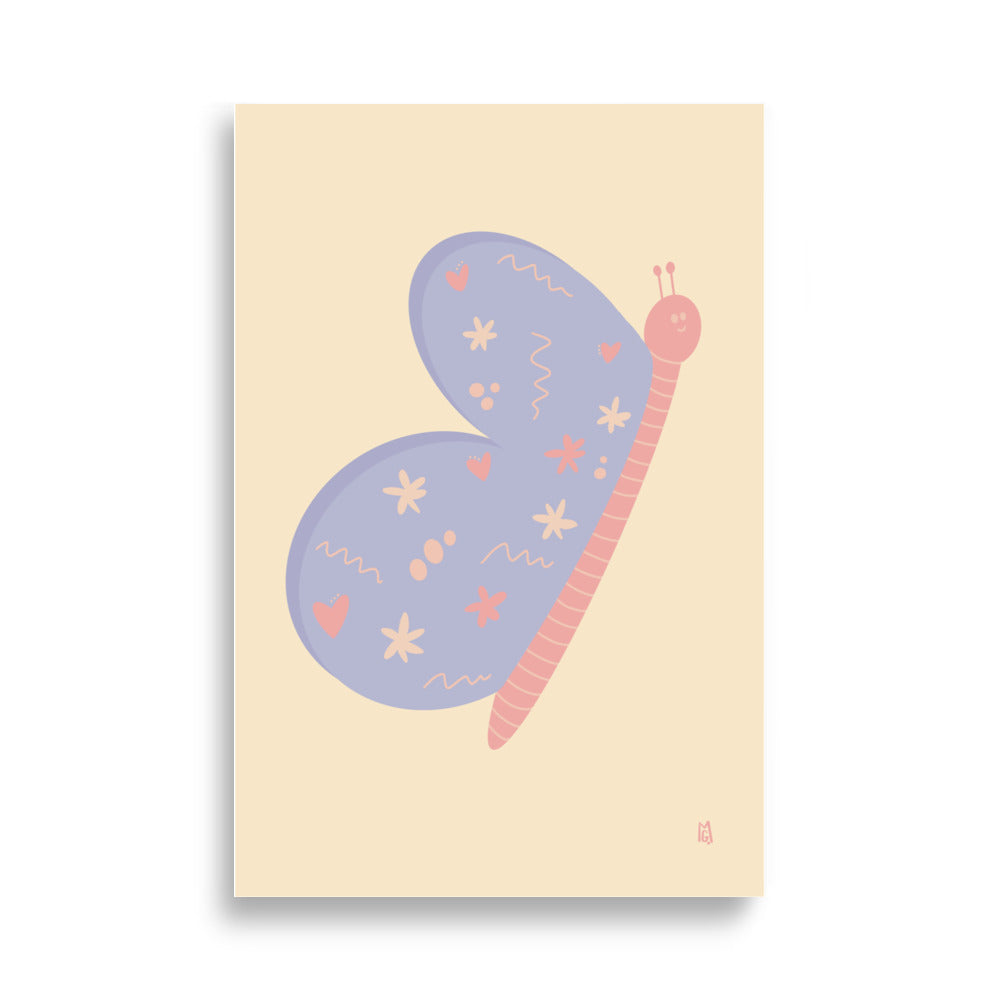 alt="Póster infantil Mariposa en papel mate grueso – decoración divertida y original para habitación de niños"