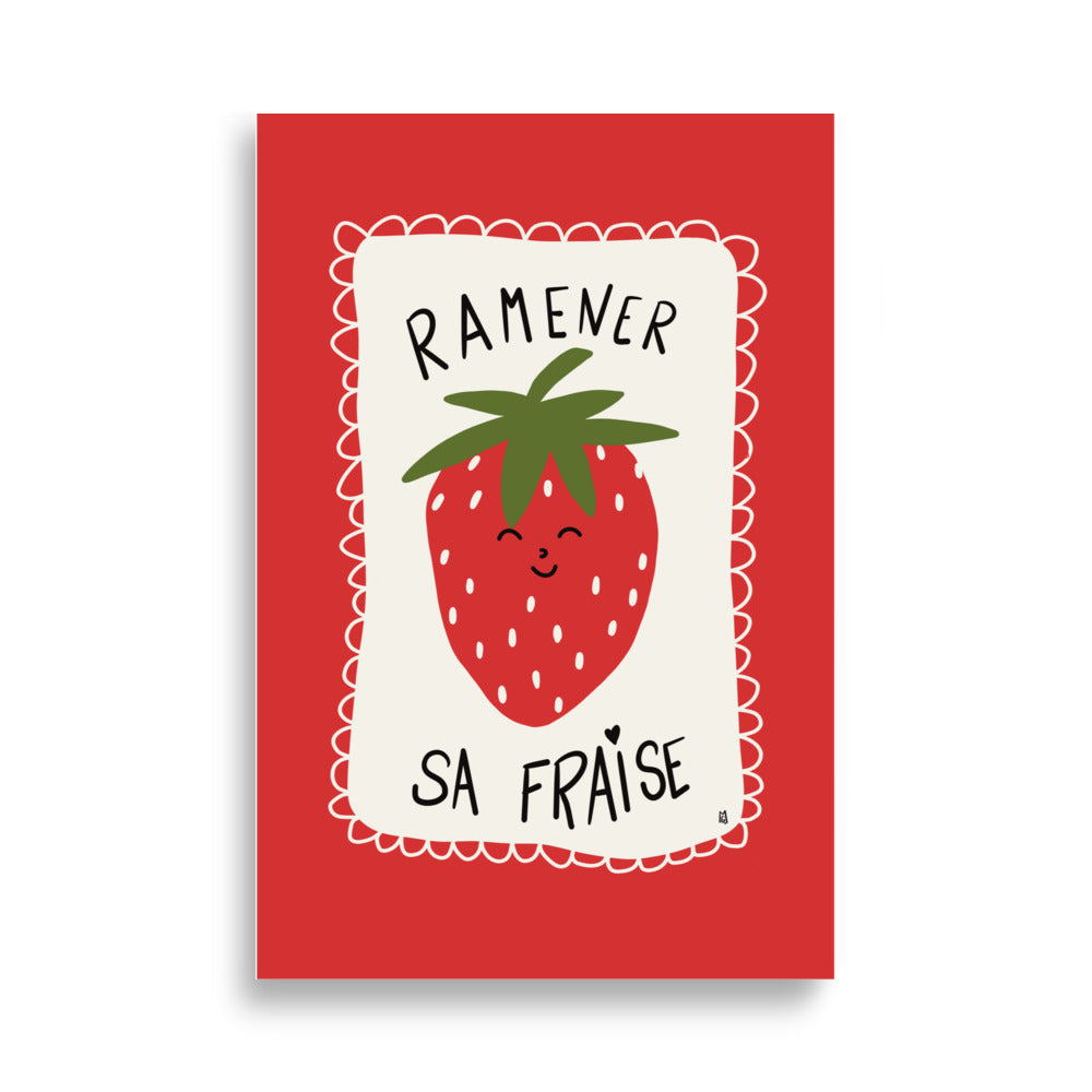 alt="Póster infantil Fresa en papel mate grueso – decoración divertida y original para habitación de niños"