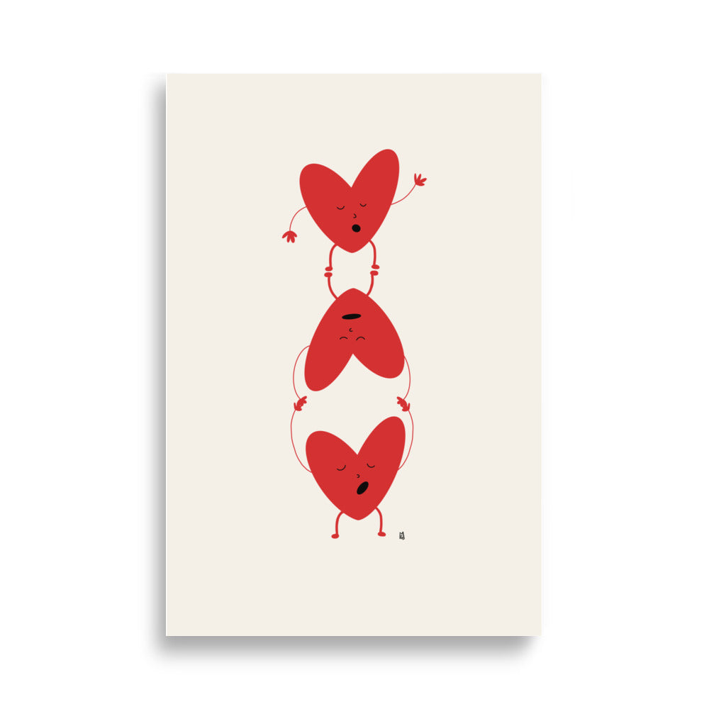 alt="Póster infantil Corazones rebeldes en papel mate grueso – decoración divertida y original para habitación de niños"