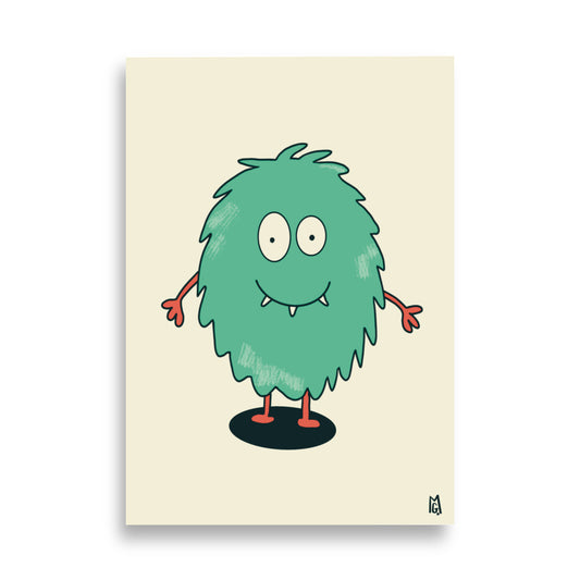 alt="Póster infantil Monstruo adorable en papel mate grueso – decoración divertida y original para habitación de niños"