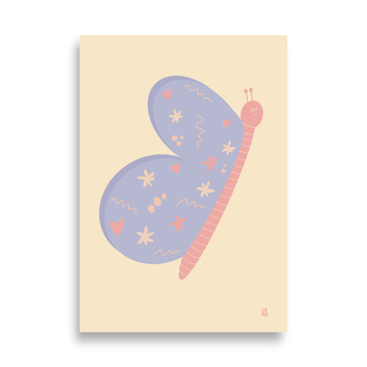 alt="Póster infantil Mariposa en papel mate grueso – decoración divertida y original para habitación de niños"