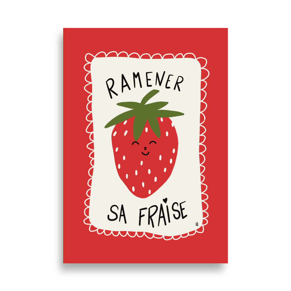 Póster decorativo “Fresa” – Lámina divertida para habitación infantil - Kago Studio