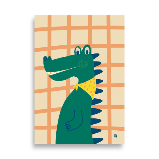 alt="Póster infantil Cocodrilo en papel mate grueso – decoración divertida y original para habitación de niños"