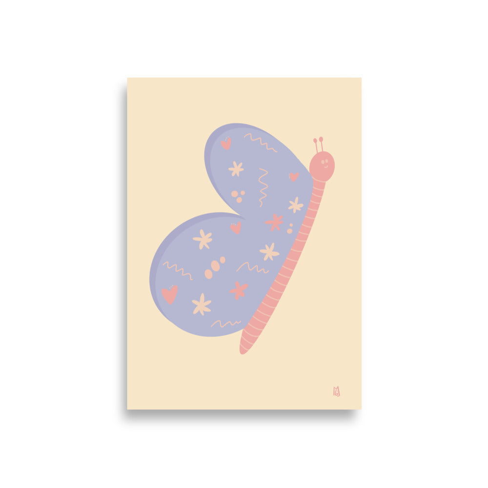 alt="Póster infantil Mariposa en papel mate grueso – decoración divertida y original para habitación de niños"