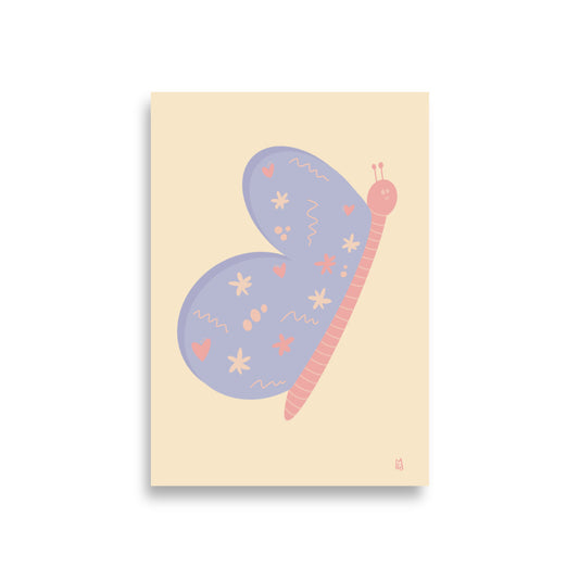 Póster decorativo “Mariposa” – Lámina divertida para habitación infantil - Kago Studio
