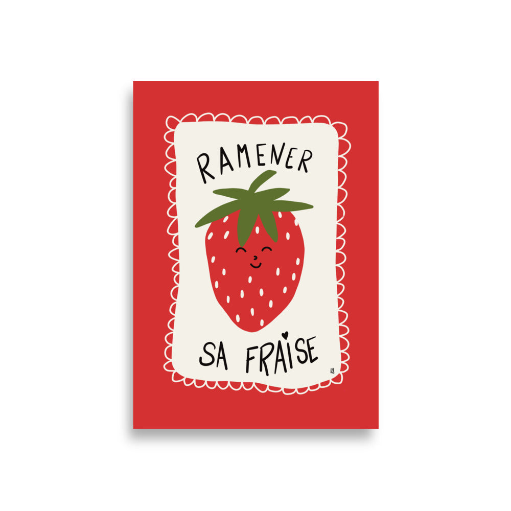 alt="Póster infantil Fresa en papel mate grueso – decoración divertida y original para habitación de niños"