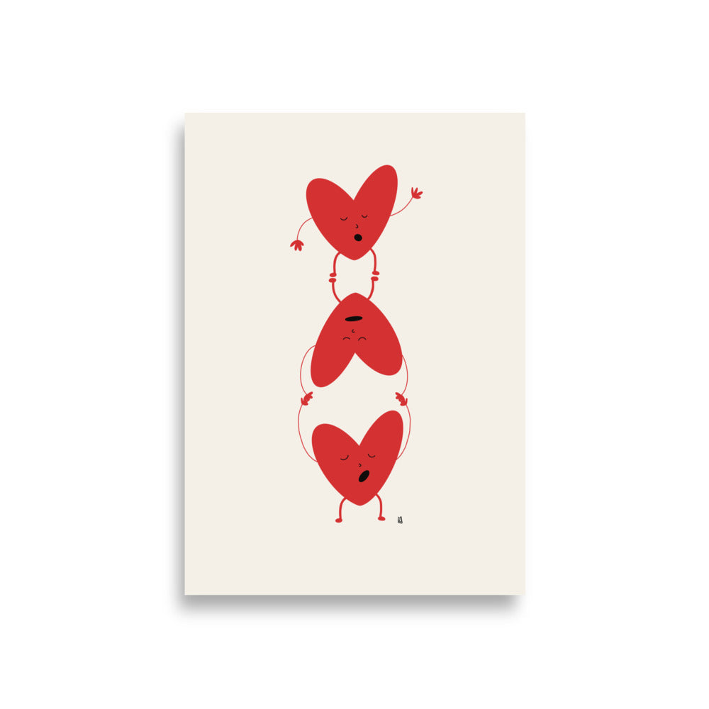 alt="Póster infantil Corazones rebeldes en papel mate grueso – decoración divertida y original para habitación de niños"