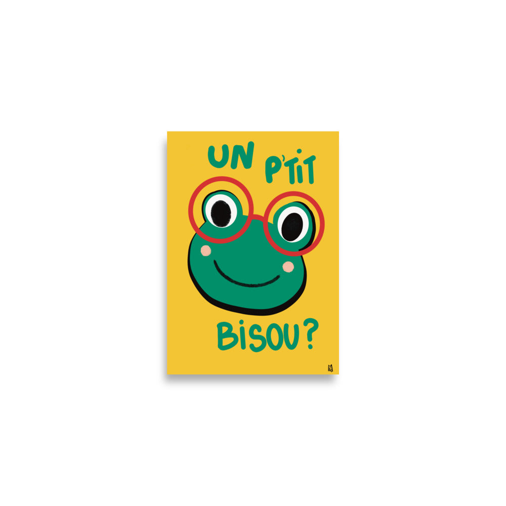 alt="Póster infantil Rana y beso en papel mate grueso – decoración divertida y original para habitación de niños"