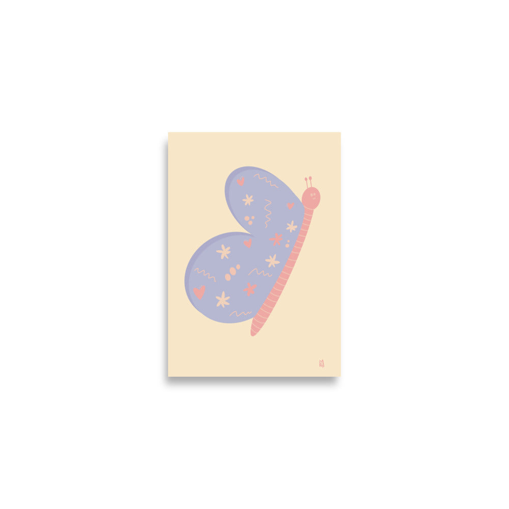 alt="Póster infantil Mariposa en papel mate grueso – decoración divertida y original para habitación de niños"