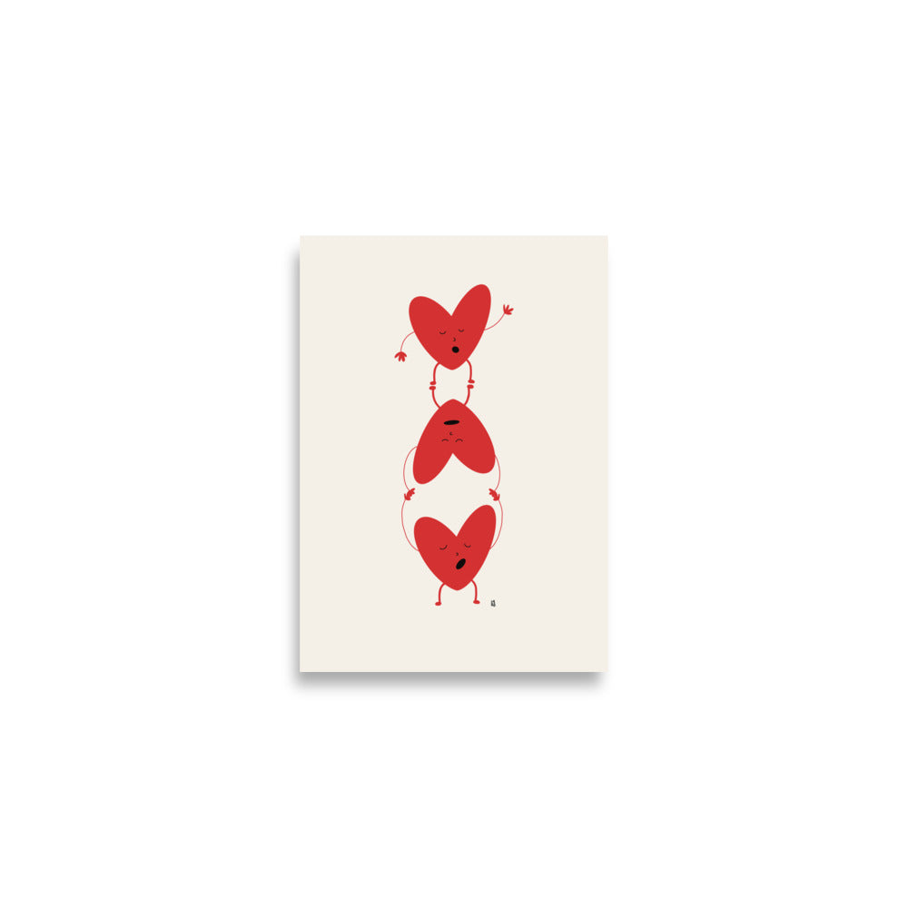 alt="Póster infantil Corazones rebeldes en papel mate grueso – decoración divertida y original para habitación de niños"