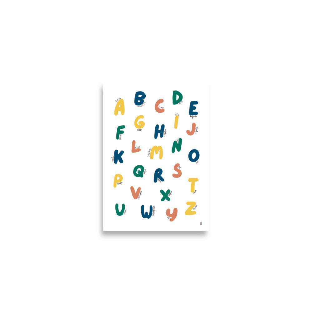 alt="Póster infantil Abecedario en papel mate grueso – decoración divertida y original para habitación de niños"