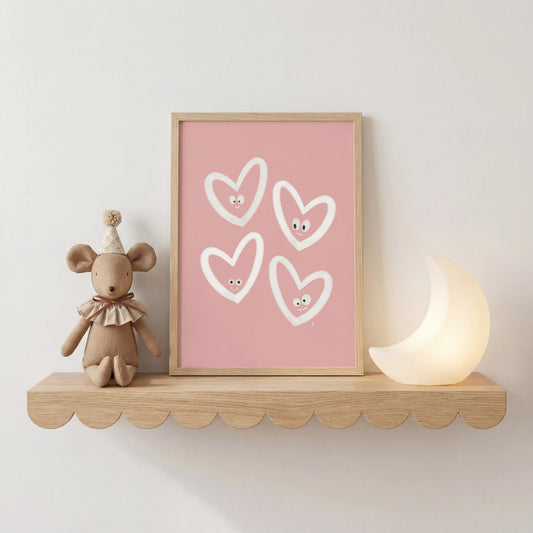 alt=Poster encadré Coeurs rieurs - r
