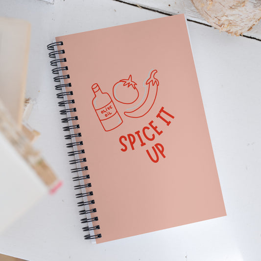 alt="Libreta Spice it up – cuaderno creativo de anillas con diseño floral, 100 páginas punteadas para embarazo, recetas o journaling"