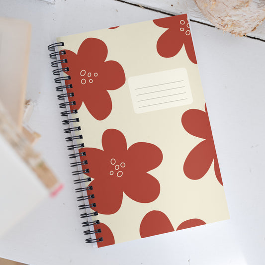 alt="Libreta con flores – cuaderno creativo de anillas con diseño floral, 100 páginas punteadas para embarazo, recetas o journaling"