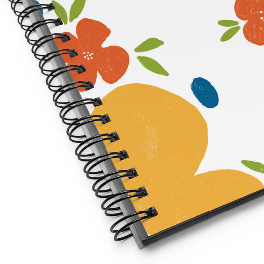 alt="Libreta verano – cuaderno creativo de anillas con diseño floral, 100 páginas punteadas para embarazo, recetas o journaling"